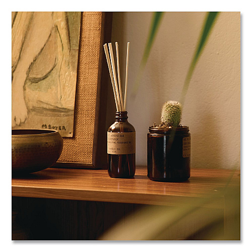 P.F. Candle Co. Reed Diffuser, Arroyo Oak, 3.5 oz, 4.25" Bottle, 9" Reeds, Amber (RD37)