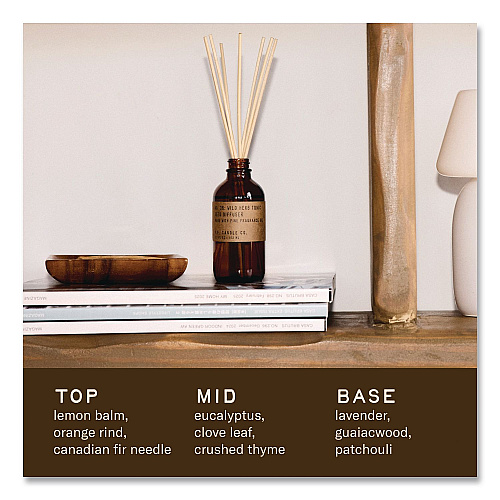 P.F. Candle Co. Reed Diffuser, Arroyo Oak, 3.5 oz, 4.25" Bottle, 9" Reeds, Amber (RD37)