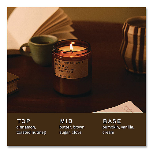 P.F. Candle Co. Soy Jar Candle, Spiced Pumpkin, 50 Hours Burn Time, 7.2 oz, Amber (SC1)