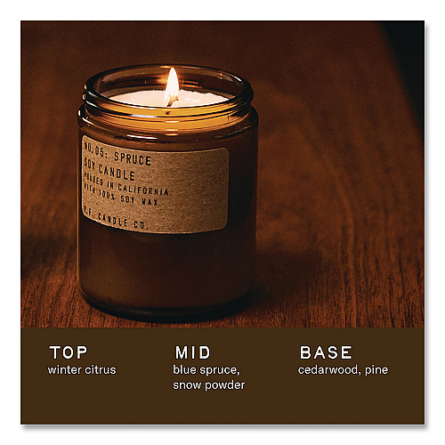 P.F. Candle Co. Soy Jar Candle, Spruce, 50 Hour Burn Time, 7.2 oz, Amber (SC5)