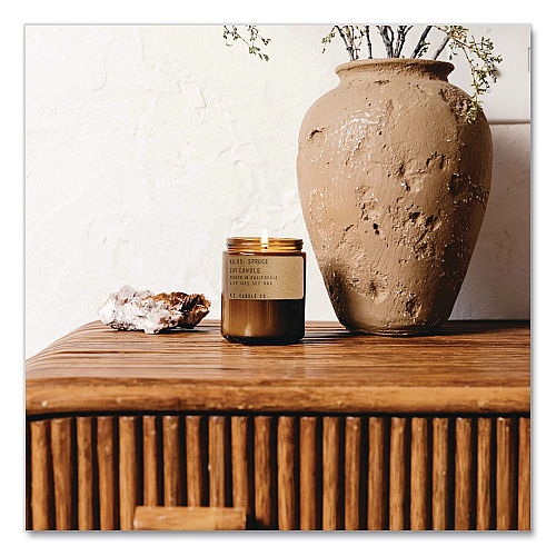 P.F. Candle Co. Soy Jar Candle, Spruce, 50 Hour Burn Time, 7.2 oz, Amber (SC5)