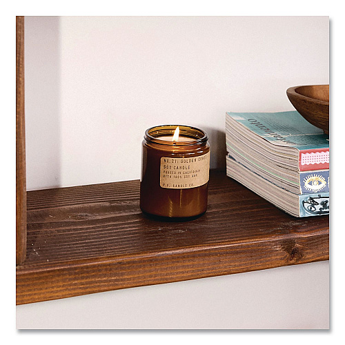 P.F. Candle Co. Soy Jar Candle, Golden Coast, 50 Hour Burn Time, 7.2 oz, Amber (SC21)