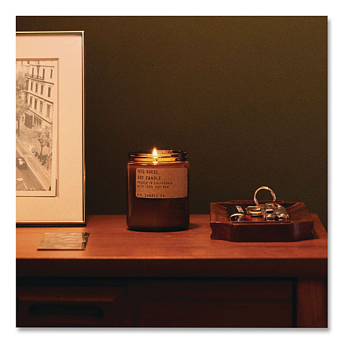 P.F. Candle Co. Soy Jar Candle, Iris Suede, 50 Hour Burn Time, 7.2 oz, Amber (XC23)
