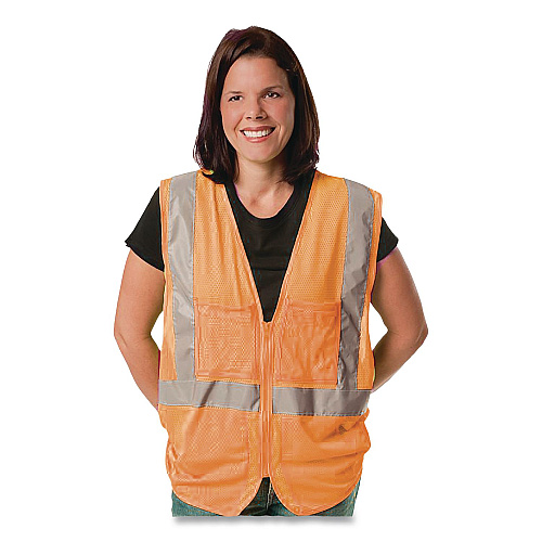 PIP Safety Vests, Polyester, Medium, Orange (302MVGZORM)