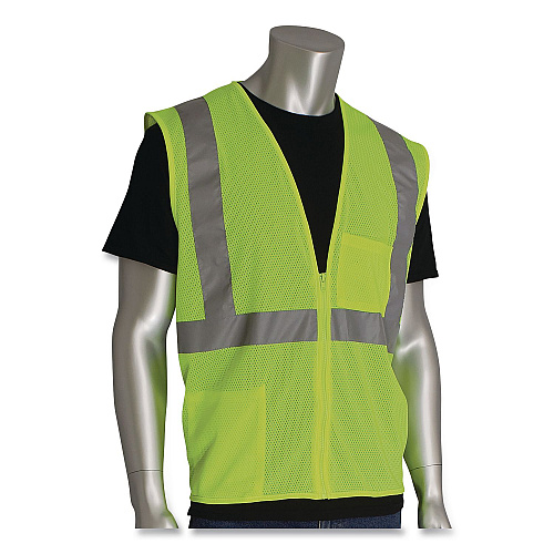 PIP Safety Vests, Polyester, 3X-Large, Lime Yellow (3020702ZLY3X)