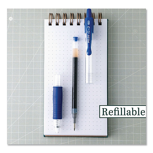 Pilot G2 Edge Premium Gel Pen, Retractable, Ultra Fine 0.38 mm, Blue Ink, Clear/Blue Barrel, 5/Pack (18203)