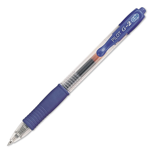 Pilot G2 Edge Premium Gel Pen, Retractable, Ultra Fine 0.38 mm, Blue Ink, Clear/Blue Barrel, 5/Pack (18203)