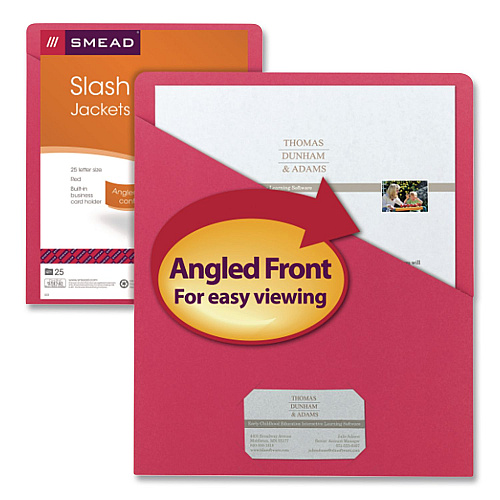 Smead Organized Up Slash Jackets, Letter Size, Red, 25/Pack (75433)