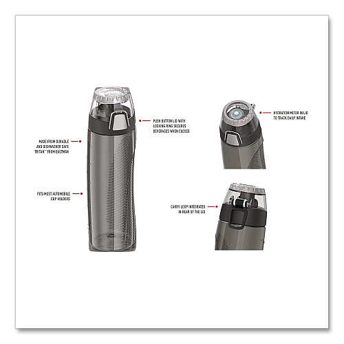 Thermos Tritan Plastic Hydration Water Bottle with Meter, 24 oz, Smoke (THRHP4100SMT)