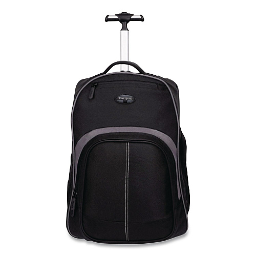 Targus Compact Rolling Backpack, Fits PC Laptops Up to 16" and MacBook Pros Up to 17", 13.8" x 9" x 19", Black (TSB750US)