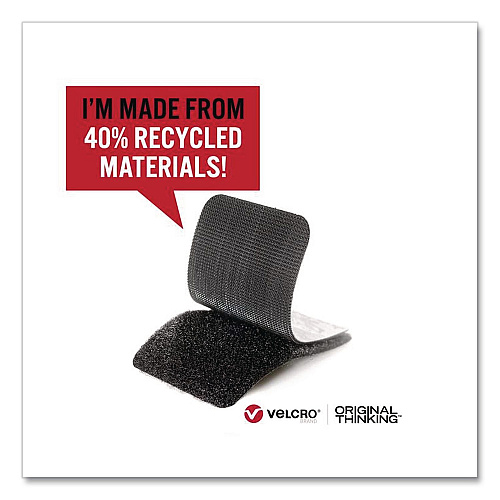Velcro ECO Collection Industrial Strips, 1.75" x 3", Black, 2/Pack (VEL30189USA)