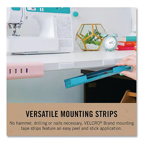 Velcro ECO Collection Hook-and-Loop Strips, 2.5" x 0.75", White, 8/Pack (VEL30191USA)