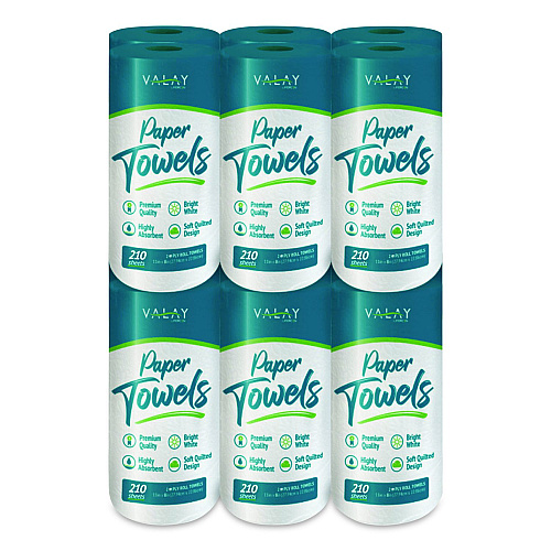 Morcon Paper Kitchen Roll Towel, 2-Ply, 8 x 11, White, 210 Sheets/Roll, 12 Rolls/Carton (VT2112)