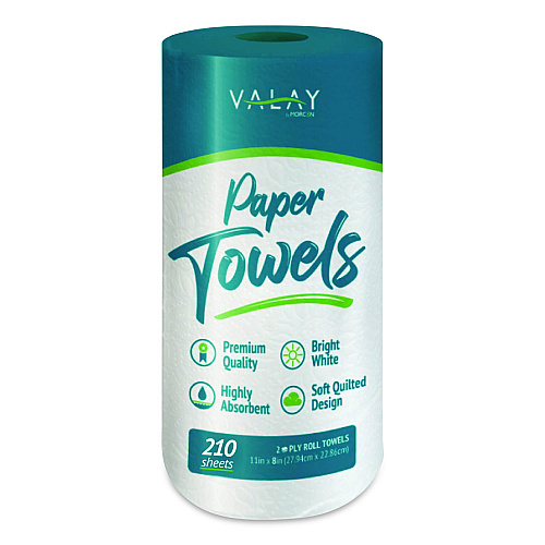 Morcon Paper Kitchen Roll Towel, 2-Ply, 8 x 11, White, 210 Sheets/Roll, 12 Rolls/Carton (VT2112)