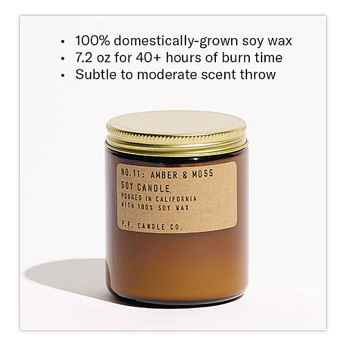 P.F. Candle Co. Soy Jar Candle, Amber and Moss, 50 Hour Burn Time, 7.2 oz, Amber (SC11)
