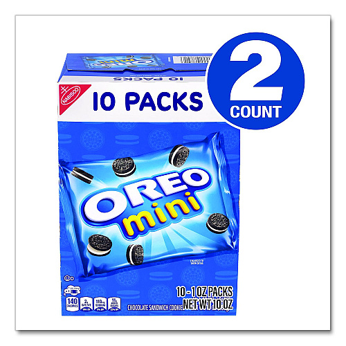 Nabisco Mini Oreo's, Chocolate,1 oz Bag, 10 Bags/Box, 2 Boxes/Carton (22002854)