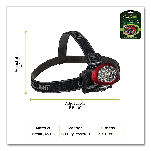 GoGreen Power LED Headlights, 3 AAA Batteries (Included), Red (G11310HLRD)