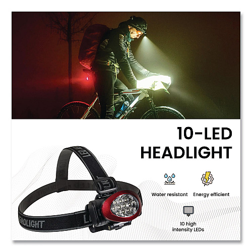 GoGreen Power LED Headlights, 3 AAA Batteries (Included), Red (G11310HLRD)