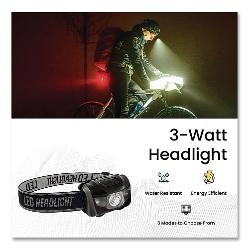 GoGreen Power LED Headlights, 3 AAA Batteries (Included), Black (GG1133HLBK)
