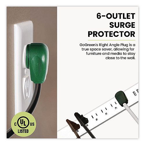 GoGreen Power 6 Outlet Surge Protector with USB, 6 AC Outlets/3 USB Ports, 6 ft Cord, 450 J, White (GG1662USBC)