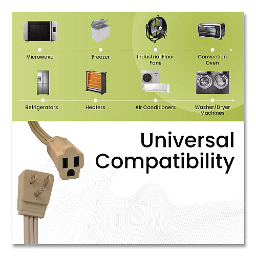 GoGreen Power Appliance Cords, 3 ft, 15 A, Beige (GG25603)