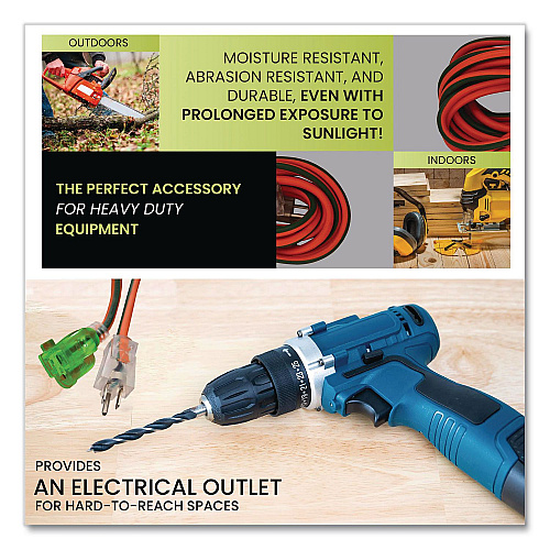 GoGreen Power 16 AWG Extension Cord Lighted End, 15 ft, 13 A, Orange (GG13715)
