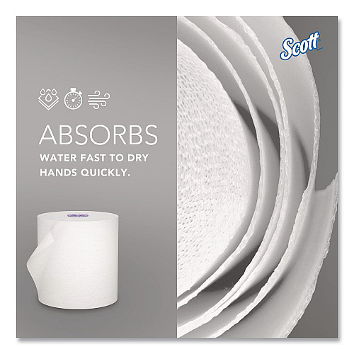 Scott 100% Recycled Hard Roll Paper Towels, 1-Ply, 8" x 700 ft, White, 6/Carton (58423CT)