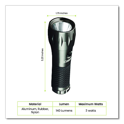 GoGreen Power LED Tactical Flashlight, 3 AAA Batteries (Included), Silver (GG113013T)