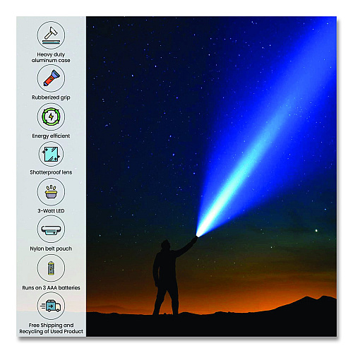 GoGreen Power LED Tactical Flashlight, 3 AAA Batteries (Included), Silver (GG113013T)