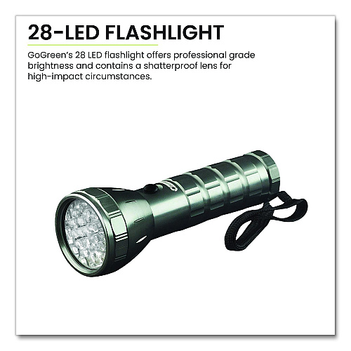 GoGreen Power 28 LED Professional Flashlight, 3 AAA Batteries (Included), Black/Silver (GG11324SV)