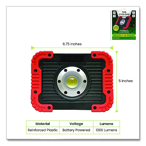 GoGreen Power Cyclops Work Light, Integrated LED Bulb, 6.75 x 2.5 x 5, Red/Black (GG113CYWL)