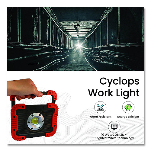GoGreen Power Cyclops Work Light, Integrated LED Bulb, 6.75 x 2.5 x 5, Red/Black (GG113CYWL)