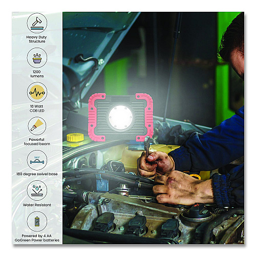 GoGreen Power Cyclops Work Light, Integrated LED Bulb, 6.75 x 2.5 x 5, Red/Black (GG113CYWL)