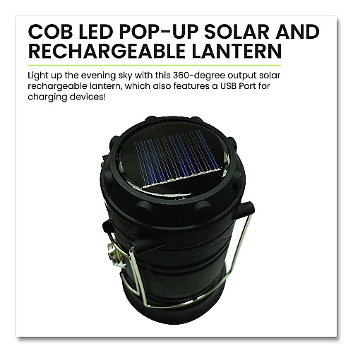 GoGreen Power COB LED Solar/Rechargeable Lantern, Lithium Ion Rechargeable Battery (Included), Dark Gray (GG11330LSPOP)