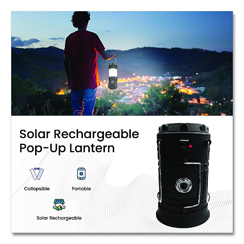 GoGreen Power COB LED Solar/Rechargeable Lantern, Lithium Ion Rechargeable Battery (Included), Dark Gray (GG11330LSPOP)