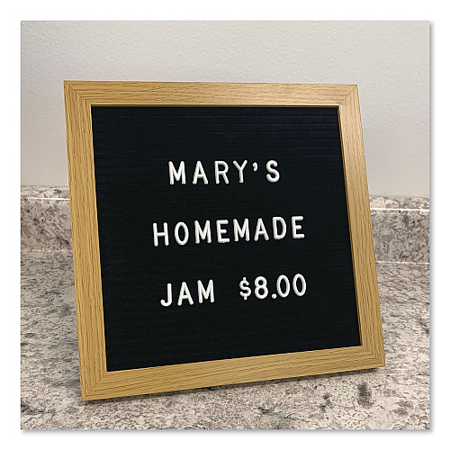 COSCO Message Letter Board, 10 x 10, Black Surface, Brown Wood Frame (098522)