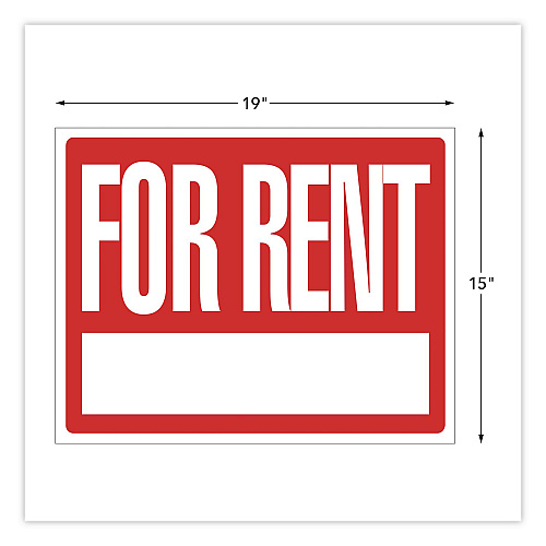 COSCO For Rent Sign Kit, 19 x 15, Red/White (098538)