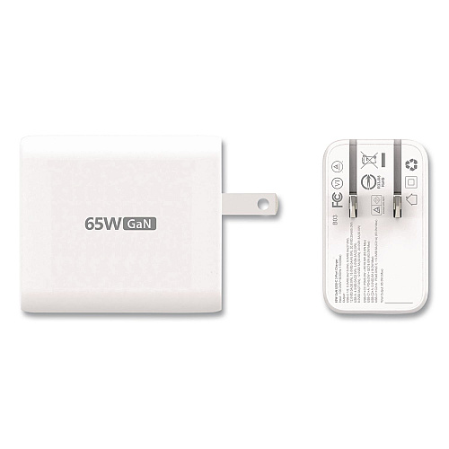 j5create 65 W GaN USB-A/USB-C Three-Port Charger, White (JUP3365)