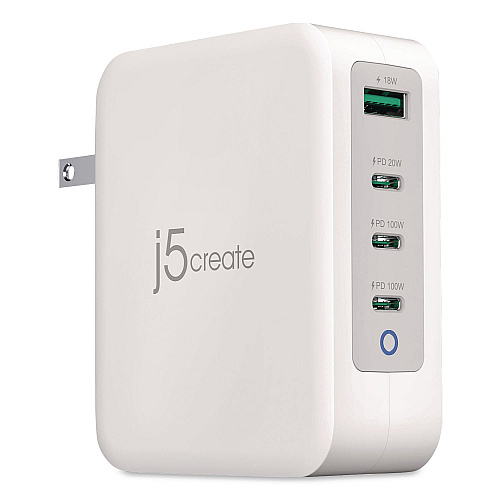j5create 130 W GaN 4-Port Charger, White (JUP43130)