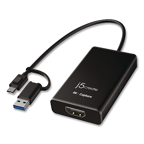 j5create USB-C to HDMI Video Adapter, HDMI/USB-A/USB-C, 7.87", Black (JVA11)