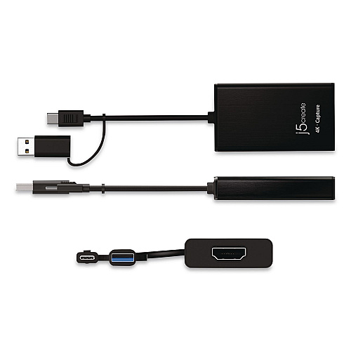 j5create USB-C to HDMI Video Adapter, HDMI/USB-A/USB-C, 7.87", Black (JVA11)