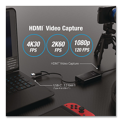 j5create USB-C to HDMI Video Adapter, HDMI/USB-A/USB-C, 7.87", Black (JVA11)