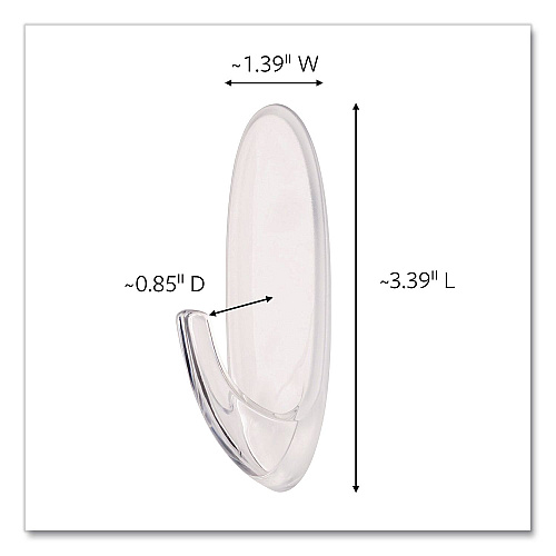 Command Large Utility Hook, Plastic, Clear, Supports 4 lb, 3 Hooks and 6 Strips/Pack (70006901790)