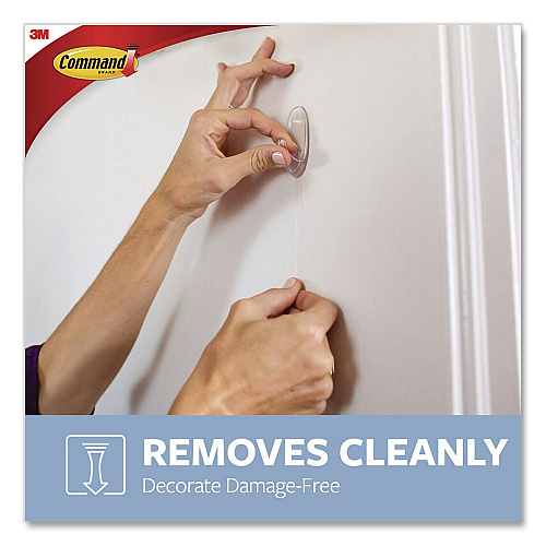 Command Large Utility Hook, Plastic, Clear, Supports 4 lb, 3 Hooks and 6 Strips/Pack (70006901790)