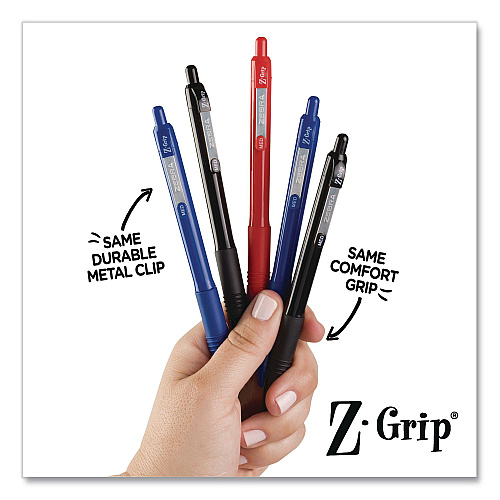 Zebra Z-Grip Ballpoint Pen with Recycled Material, Retractable, Medium 1 mm, Assorted Ink and Barrel Colors, 24/Pack (20304)