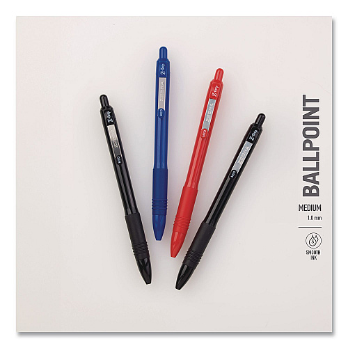 Zebra Z-Grip Ballpoint Pen with Recycled Material, Retractable, Medium 1 mm, Assorted Ink and Barrel Colors, 24/Pack (20304)