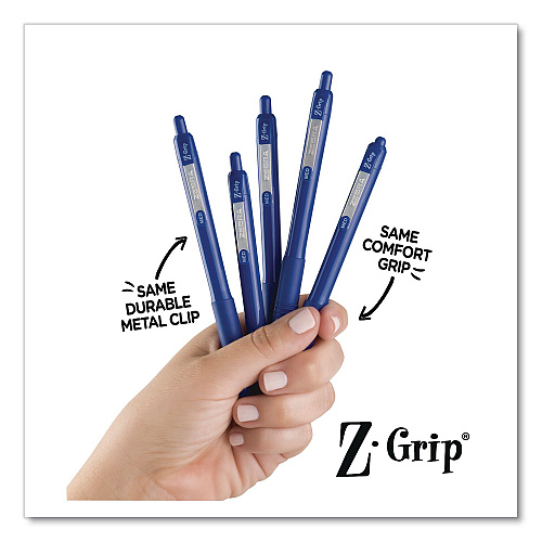 Zebra Z-Grip Ballpoint Pen, Retractable, Medium 1 mm, Blue Ink and Barrel, 48/Pack (20428)