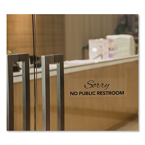 COSCO Sorry No Public Restroom Sign, 9 x 3, Clear (098578)