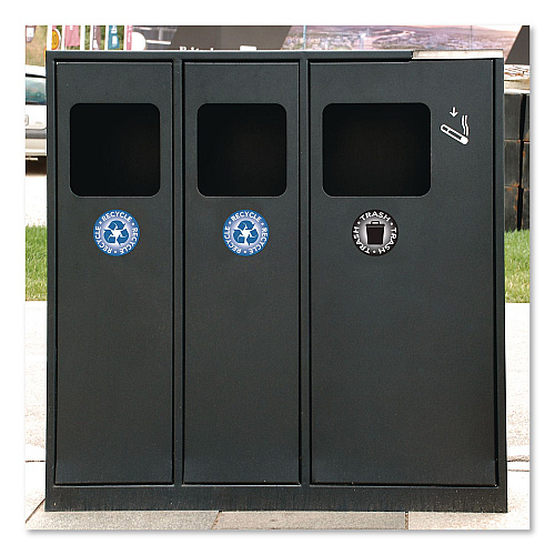 COSCO RECYCLE and TRASH Decals, 4" Diameter, Black/Blue, 2/Pack (098594)