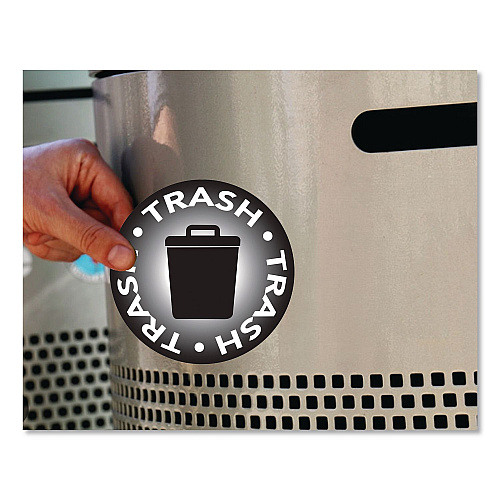 COSCO RECYCLE and TRASH Decals, 4" Diameter, Black/Blue, 2/Pack (098594)